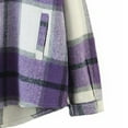 thumbnail image 5 of IROINNID Women's Shacket Jacket Turndown Lapel Plaid Long Sleeve Casual Brushed Top Pocket Single Breasted Check Woolen Jacket, Purple, 5 of 5