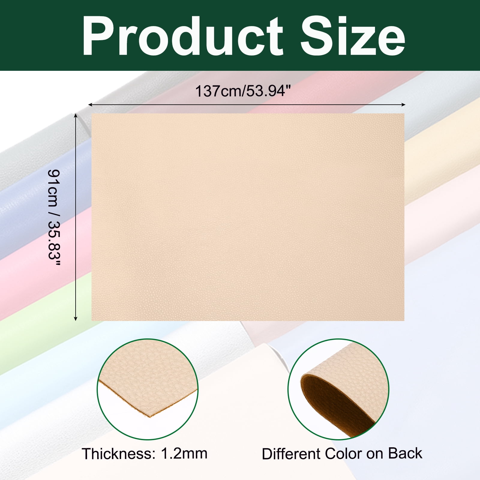 Uxcell Faux Leather Fabric Sheets, 54x36 Inch Waterproof Solid Soft PU Synthetic Leather Sheet for Upholstery Replacement Renovate Sofa Furniture Bag Crafts DIY Sewings(Light Khaki)