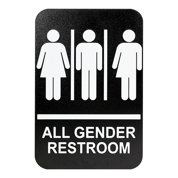 Baoblaze All Gender Restroom Sign Bathroom Signage Wall Hanging Decor Bathroom Door Sign White