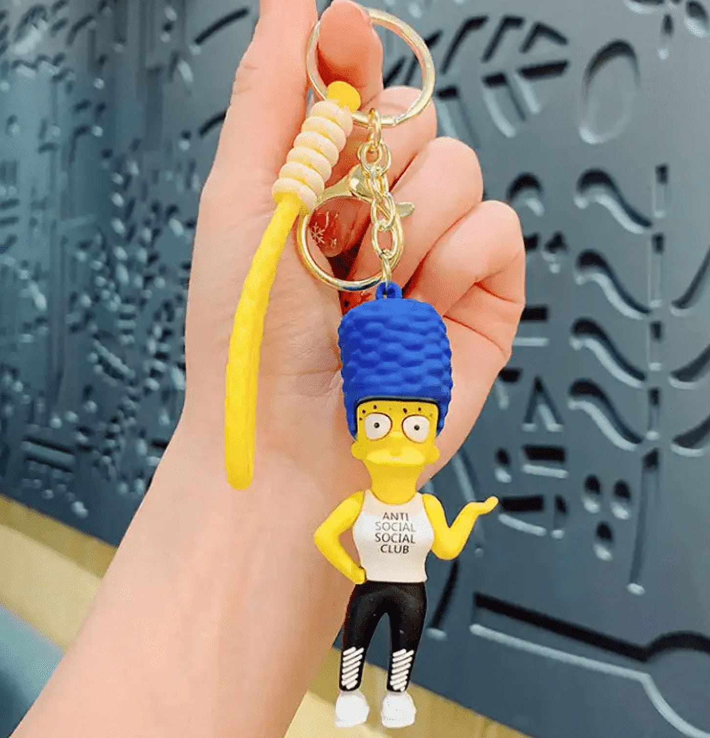 THE SIMPSONS Keychain 3D Silicone Pendant Accessories, SET of 4, for Backpack, Purse, Handbag