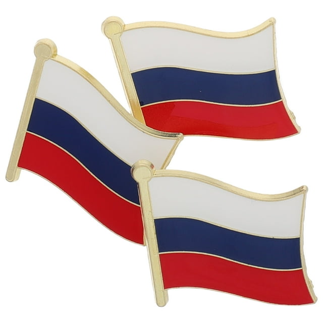 Miangastore 3Pcs Waving Russian Brooch Pin Metal Flag Lapel Pin for Club Activities and Patriots