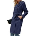 thumbnail image 5 of Double Breasted Spring Fall Women Solid Color Lapel Long Casual Trench Coat, 5 of 7