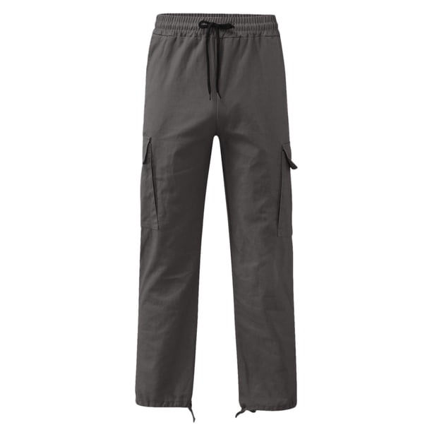 Pantalones cargo informales para hombre: múltiples bolsillos tejidos, color liso, primavera/verano