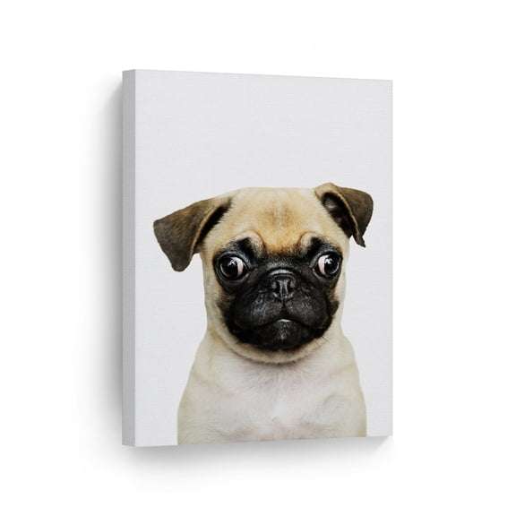 Smile Art Design Portrait of Cute Pug Dog Puppy Animal Canvas Wall Art Print Pet Owner Dog Lover Mom Dad Gift Office Living Room Bedroom Bathroom Kids Baby Nursery Room Decor - 40x30