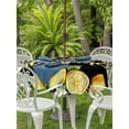 thumbnail image 2 of Yellow Lemons Outdoor Tablecloth - 54 Inch Round Dining Table Cover, Summer Fruits Leaves Botanical Black Waterproof Outdoor Table Cloth with Umbrella Hole & Zipper for Picnic/Patio/Party, 2 of 7