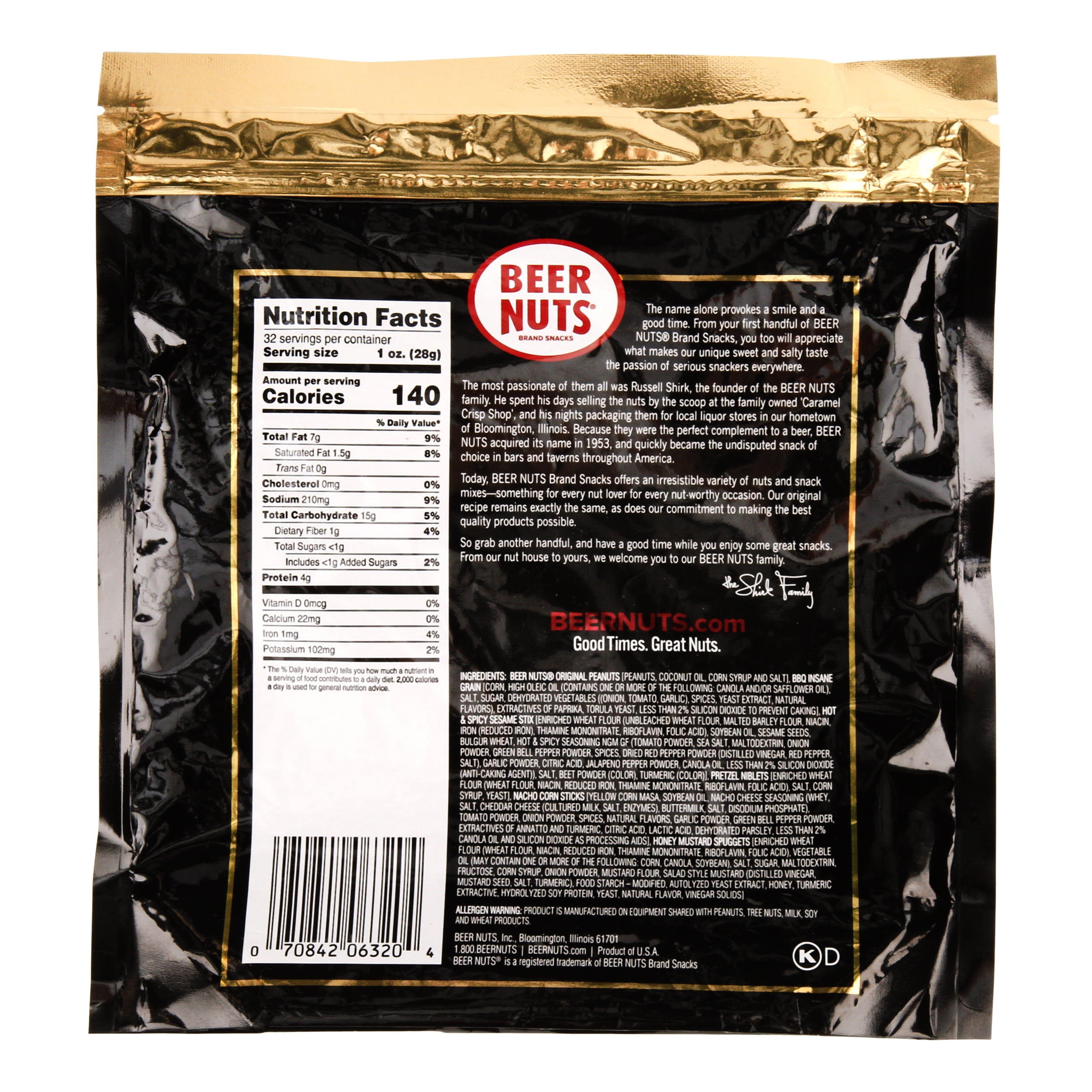 Beer Nuts Brand Snacks Original Bar Mix, 32oz
