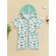 thumbnail image 4 of BemeyourBBs Toddler Baby Girls Boys Swim Cover Up Swimwear Kids Swimsuit Coverup Zip-Up Beach Bathing Suit Robe Short Sleeve Hooded Coverups Beachwear, 4 of 9