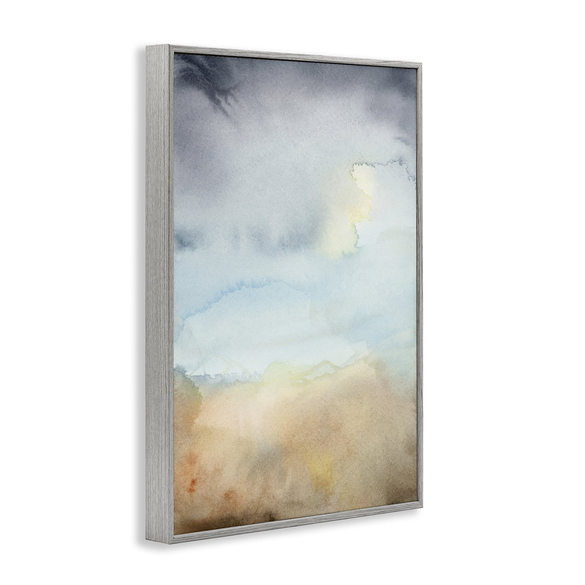 Stupell Industries Soft Fluid Landscape Abstract Painting Gray Framed Art Print Wall Art, 12 x 18