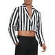 thumbnail image 5 of Blazer a rayas para hombre, chaqueta deportiva de un solo botón con solapa de muesca, traje de rayas XL en negro y blanco, 5 of 6