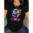 thumbnail image 1 of Camiseta De Verano Para Mujer, Elegante Camiseta Con Cuello Redondo Para Viajar, Acampar, Uso DiarioWomen's Festive Santa Claus Graphic T-Shirt - Vibrant Christmas Design, Casual Round Neck Short Sl, 1 of 7
