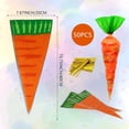 thumbnail image 2 of Easter Carrot Cone Cellophane Bags Orange Goodie Treat Bag Carrot Designs for Easter Gift Wrap Bags Triangle Plastic Bag for Candy Cookies Party Supplies Favors, 2 of 4