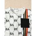 thumbnail image 5 of Mikrdoo Summer Outfits For Infant Baby Boys Letter Full Print Pocket Splice Short Sleeve T-shirt Elastic Shorts 2Pcs Clothing 12-18 Months White, 5 of 10