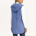 thumbnail image 4 of Roncen Long Vest for Women Sleeveless Cute Curved Hem Open Front Cardigan Winter Casual Hooded Fleece Cardigans with Pockets, 4 of 8