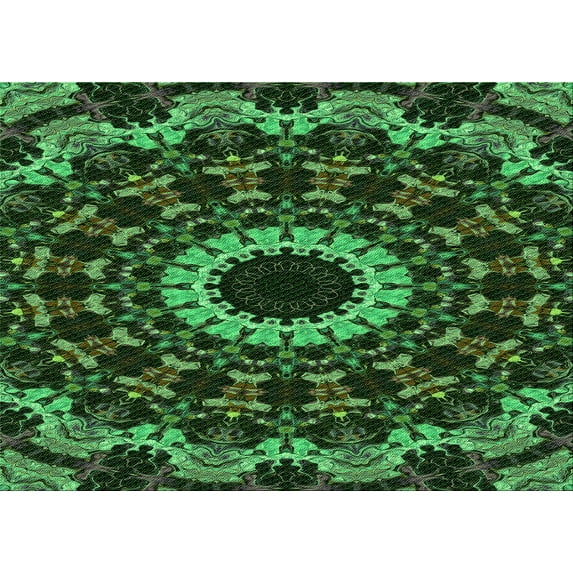Ahgly Company Indoor Rectangle Patterned Dark Forest Green Area Rugs, 7' x 9'