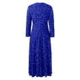 thumbnail image 5 of Plus Size Dresses Sequin Round Neck Long Sleeve Velvet Sparkly Pleated Sun Dress Blue L, 5 of 5