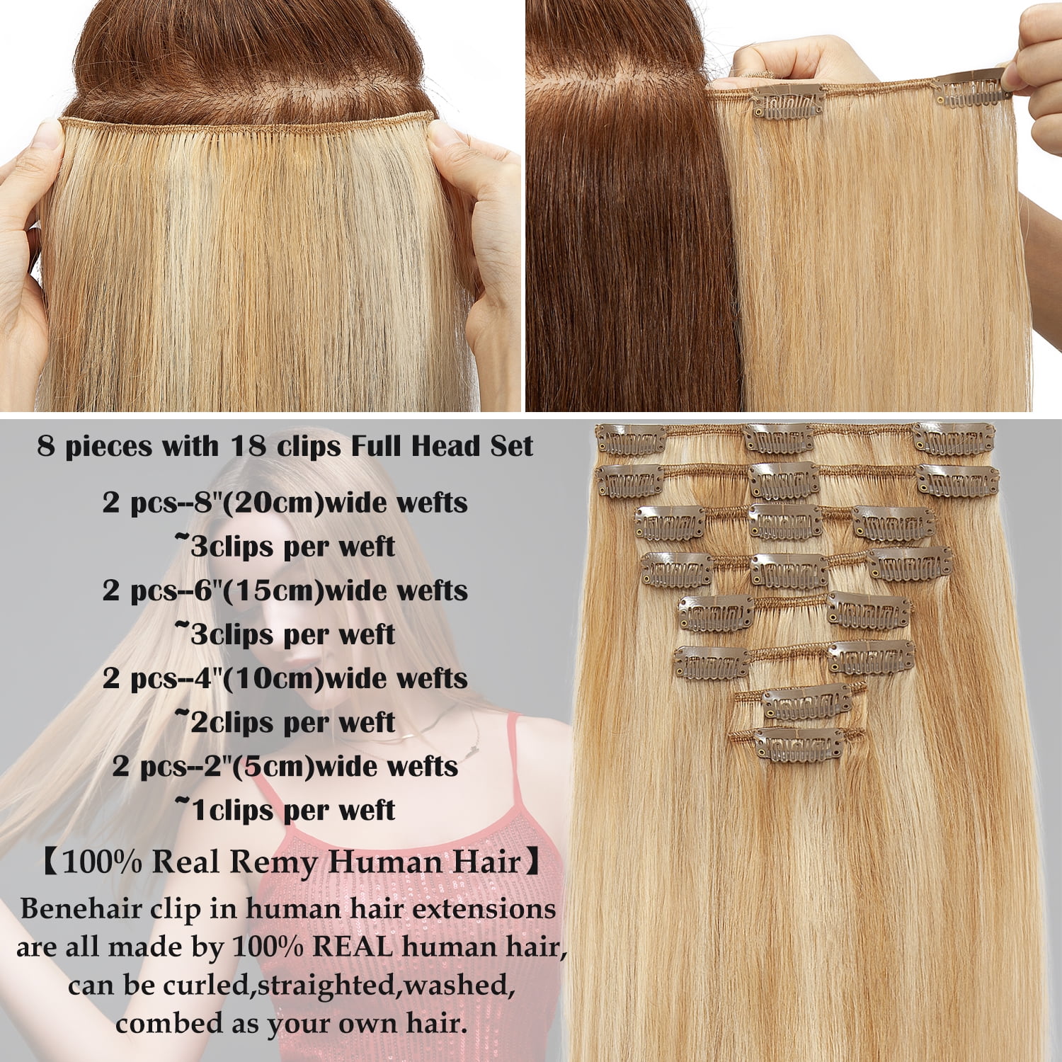 Hair extensions 100% Human hair 18\