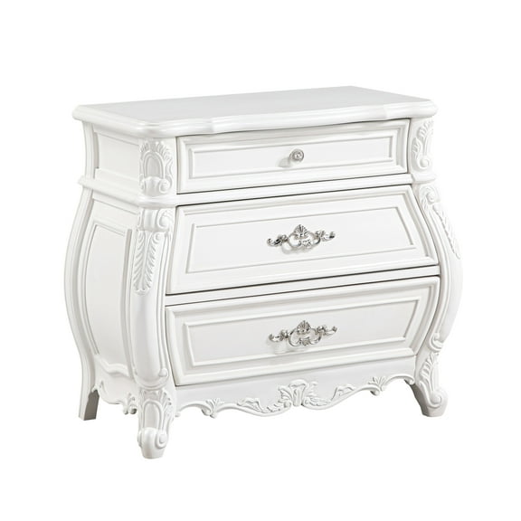 Miekor Furniture Opulence Modern Style 3-Drawer Night stand Made with Wood in Pearl White 0963