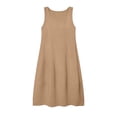 thumbnail image 4 of Womens Casual Maxi Dresses Fashion Women Solid Round Neck Sleeveless Beach Dresses Vacation Coverup Pockets DressKhaki L, 4 of 9