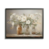 Stupell Industries Vintage Farmhouse Blooms Botanical & Floral Painting Black Framed Art Print Wall Art, 14 x 11