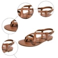 thumbnail image 6 of Rokment Strappy Flip Flop Flat Sandals for Women Fashion Casual Leather Low Heels Fisherman Walking Dress Sandals Beach Summer Footwear Brown Size 7, 6 of 8