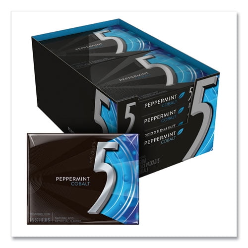 5 Gum, Peppermint Cobalt, 15 Sticks/Pack, 10 Packs/Box 5 Gum, Peppermint Cobalt, 15 Sticks/Pack, 10 Packs/Box
