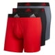 thumbnail image 1 of Calzoncillos tipo bóxer adidas para hombre, paquete de 3 unidades, rojo escarlata/negro/gris ónix, 1 of 9