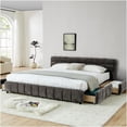 thumbnail image 3 of King Size Upholstered Storage Bed Frame with Headboard and Drawers, Modern Platform Bed with Ample Storage Space, 3 of 10