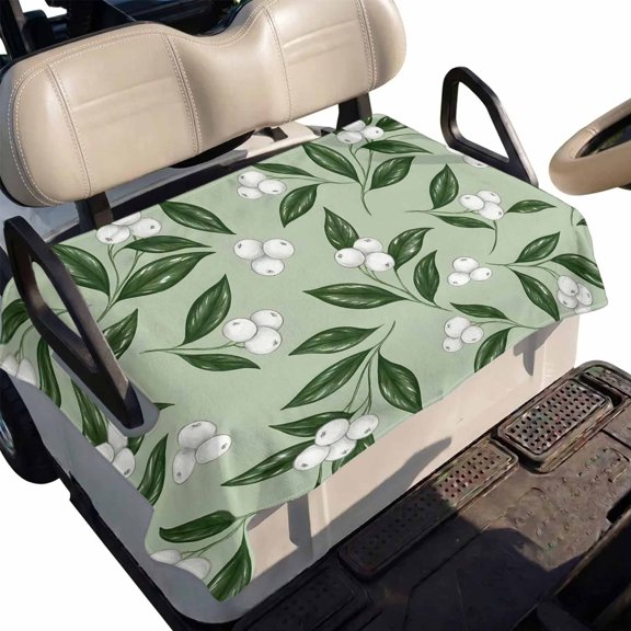 Golf Cart Seat Cover White Berry Club Car Golf Cart Seat Covers Soft Absorbent Golfcart Towel Blanket Nature Botanical Green Leaves Golf Seat Covers for Cart Decor Fits 2 & 4 Passenger 51"x31"
