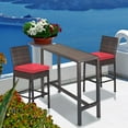 thumbnail image 5 of Outdoor Bar Set for Patio 6pcs Outdoor Bar Tables and Chairs Set All Weather Bar Height High Top Outdoor Tables and Chairs Wicker Bar Stools Set of 4 Tall Patio Table for Outside Backyard Brown (Red), 5 of 7