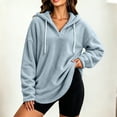 thumbnail image 4 of hlysgo Womens Oversized Sherpa Hoodie Pullover Fuzzy Fleece Sweatshirt Plaid Fluffy Tops with Pockets Blue,S, 4 of 6