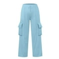 thumbnail image 6 of JWSVBF Scrub Pants for Women Pajamas with Pocket Business Casual Lossen Comfy Solid Fashion GYM Winter Clothing Pajama Bottoms Light Blue, 6 of 7