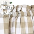 thumbnail image 2 of Buffalo Plaid Cafe Curtains 36 Inches Long, Beige Buffalo Check Kitchen Tier Curtains, Farmhouse Gingham Rod Pocket Short Tier Curtain for Kitchen Bathroom Window, 28" x 36", Linen, Set of 2, 2 of 5