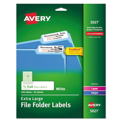 Avery Extra-Large TrueBlock File Folder Labels with Sure Feed ...