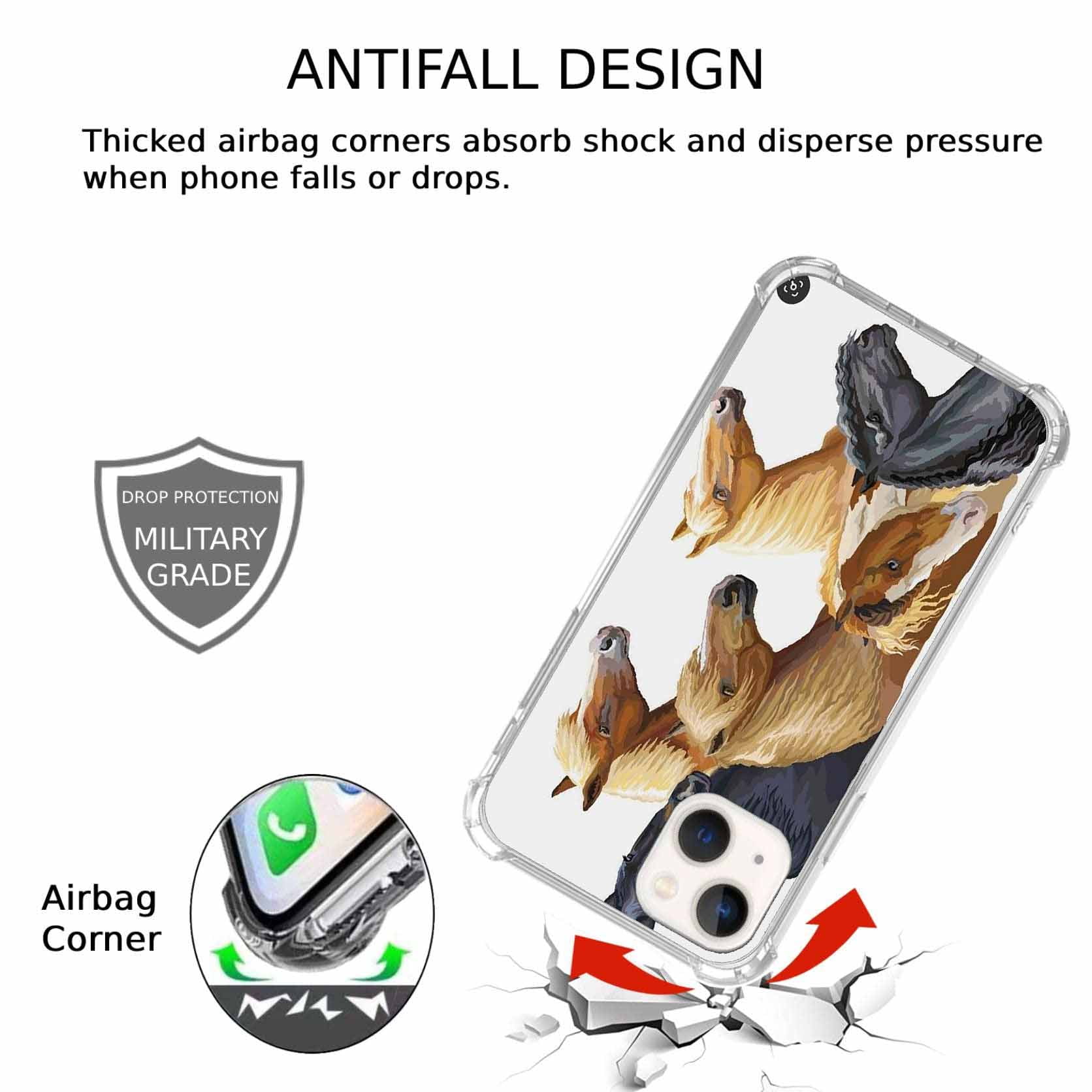 IPhone 13 Pro Case With Horse Design - Clear TPU Brown Running Animals Pattern