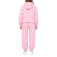 thumbnail image 3 of Fall Sets for Women Solid Long Sleeve Hoodies Matching Elastic Waist Joggers Polka Dot Lounge Lightweight Trendy Sets with Pockets Pink L, 3 of 5