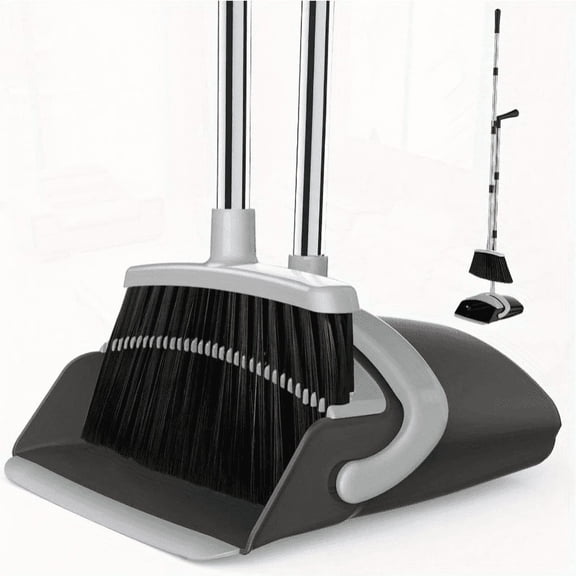 Hand-Propelled Rotating Broom - Long Handle, Blue for Carpet & Hard Floor Home Cleaning