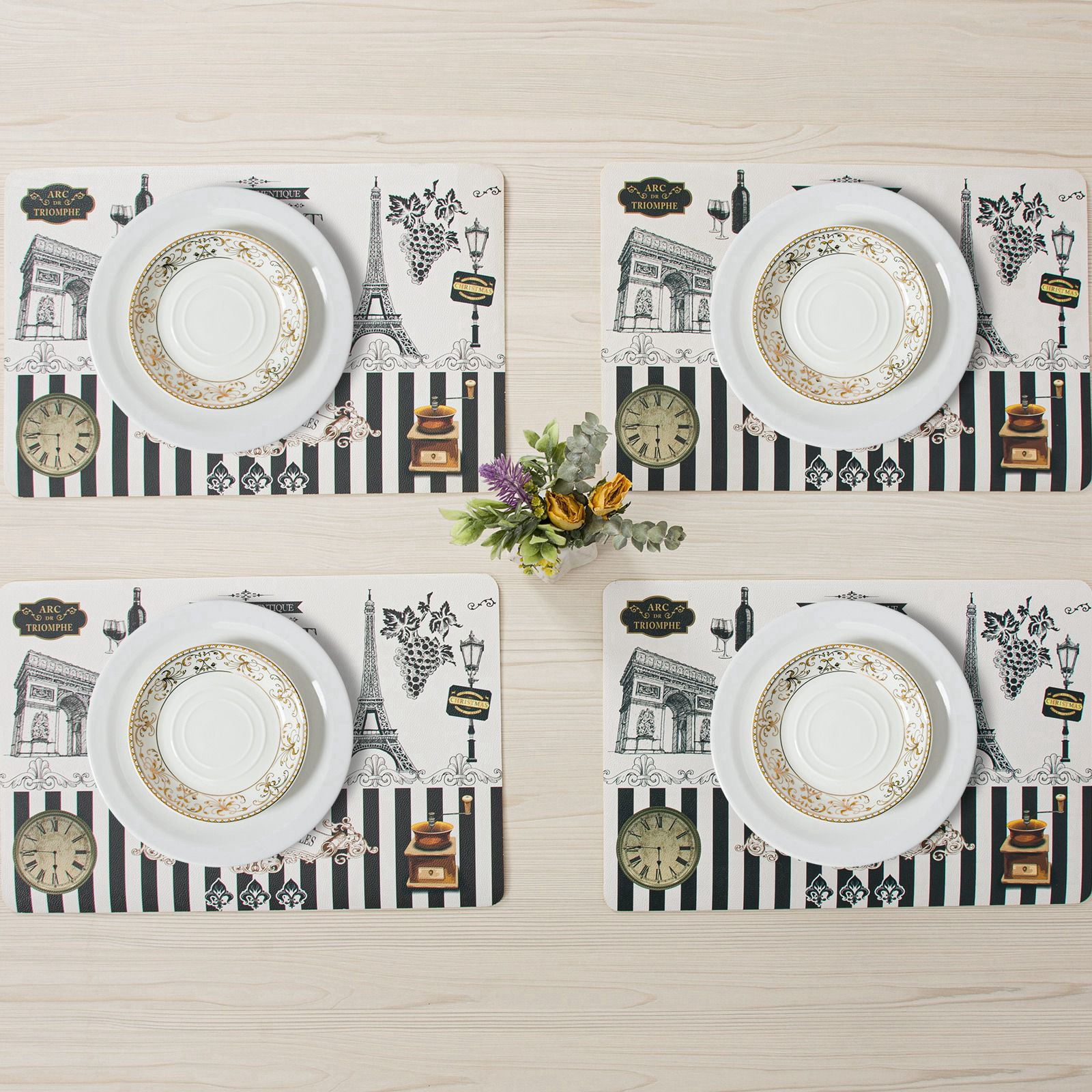 RAY STAR Placemats Set of 4, Vinyl Washable Wipeable Place Mats-12inx18in, Heat Resistant Waterproof Place Mat
