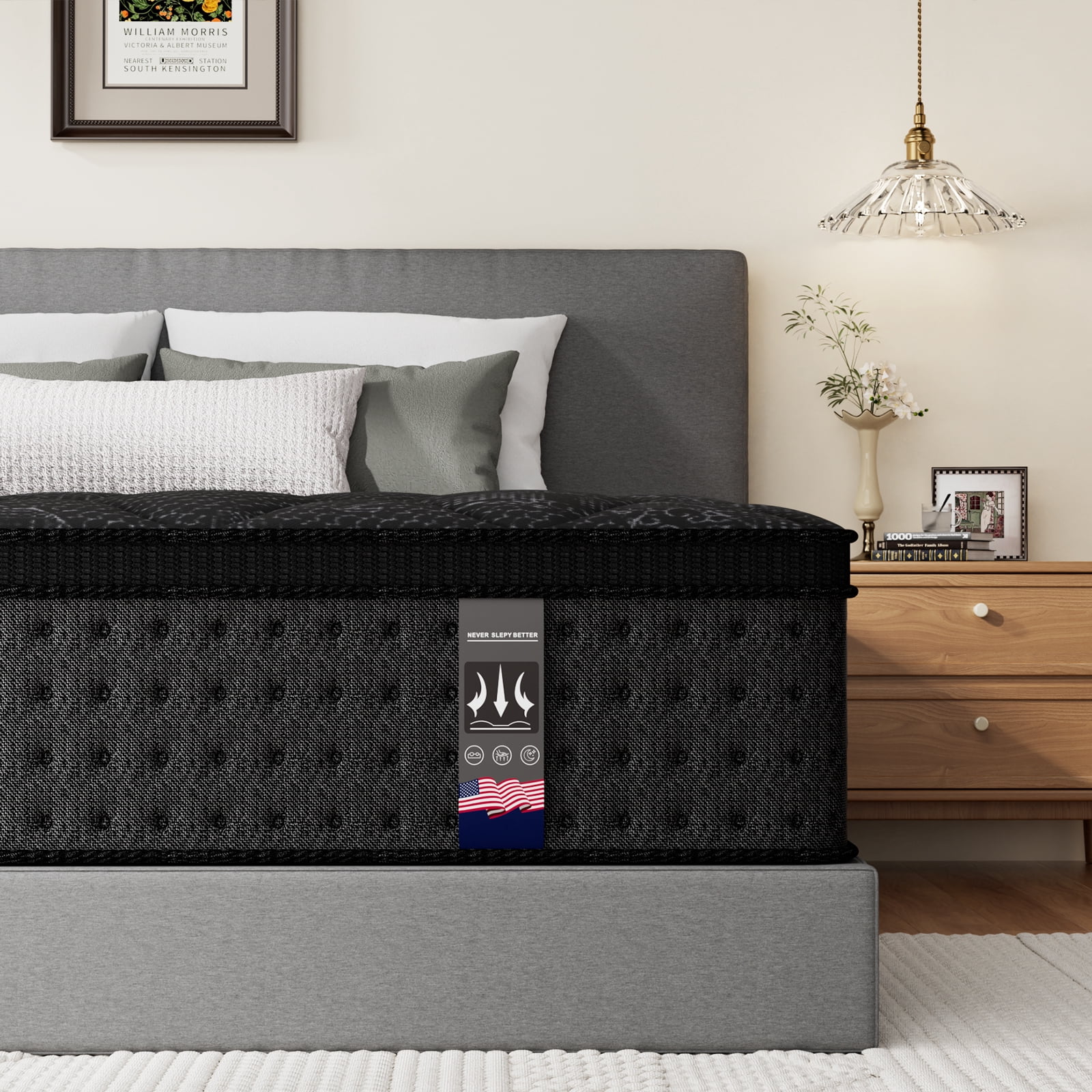 KOW 14-inch Hybrid Gel Memory Foam King Size Mattress in a Box, Medium Firmness, Cooling & Comfort