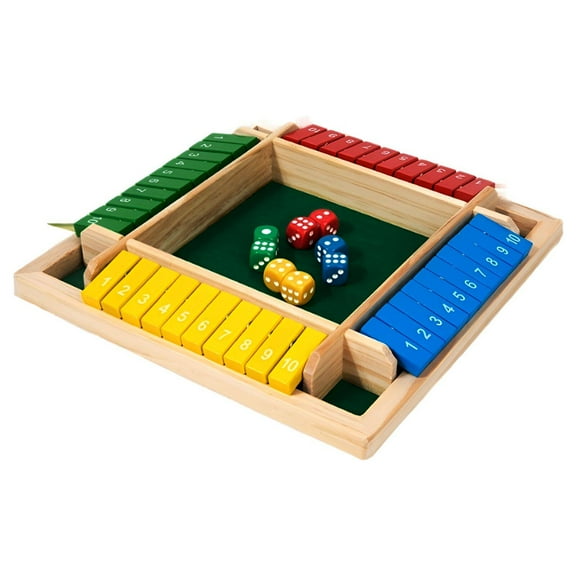 BESTSKY Shut the Box Game,Four-Sided Flip Where Should We Begin Game,Card Game Board Games for Adults,Blue
