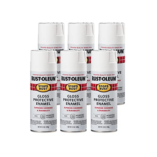 Rust-Oleum 7792830-6PK Stops Rust Spray Paint, 12-Ounce, Gloss White, 6-Pack