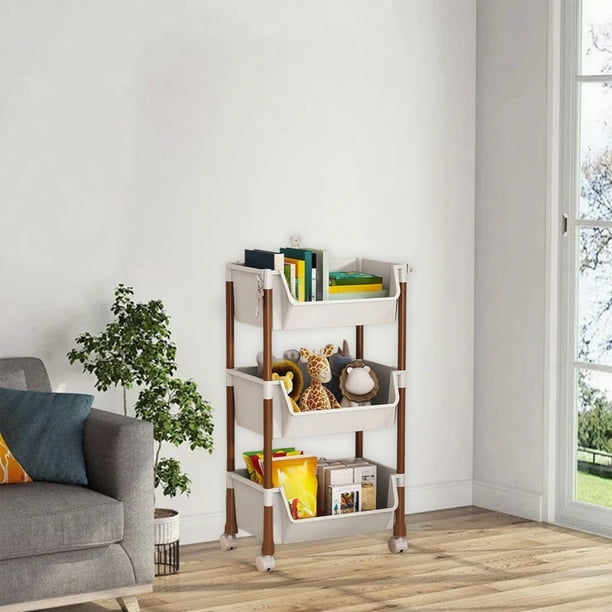 Estante de almacenamiento multicapa, carrito de almacenamiento móvil con ruedas, fácil de montar, apto para sala de estar, dormitorio, baño, cocina, organizadores, estantes de plástico.
