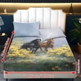 thumbnail image 2 of ZIATUBLES Horse Flower Printed Bedding Sheets Twin Size, Soft Cooling Polyester Bed Sets, 3-Piece Sets with 1 Elasticed Fitted Sheet and 2 Pillowcases, Chic Home RV Decor Accessories, 2 of 5