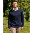 thumbnail image 6 of Kallspin Men’s Wool Blend Crew Neck Cable-Knit Pullover Sweaters (Navy Blue, Large), 6 of 7