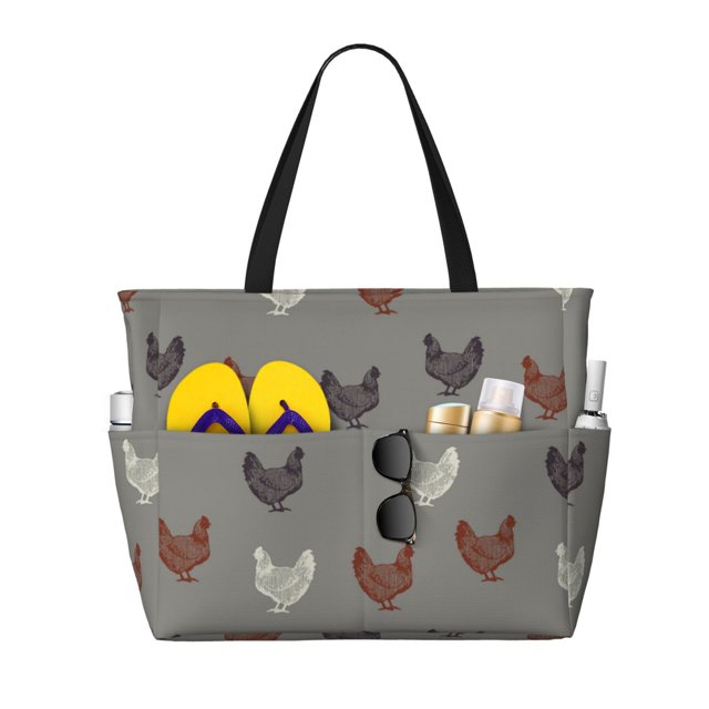 Fotbe Rooster Bolsa de Viaje para Playa - Resistente al Agua, Bolsa Tote de Gran Capacidad y Ligera con 7 Bolsillos para Mujeres y Hombres