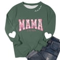 thumbnail image 5 of Women's Mama Printed Crewneck Sweatshirt Long Sleeve Drop Shoulder Heart Graphic Casual Loose Fit Tops (XL, Pink), 5 of 6