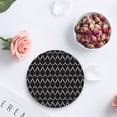 thumbnail image 4 of RYLABLUE Minimalist Water Drop Geometric Pattern Black Set of 8 Round Coaster for Drinks, Absorbent Ceramic Stone Coasters Cup Mat with Cork Base for Home Kitchen Room Coffee Table Bar Decor, 4 of 5