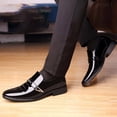 thumbnail image 6 of Men's Pointed Toe Dress Shoes Casual Slip on Loafer Formal Classic Faux Patent Leather Oxfords Business Wedding Shoe for Men, 6 of 9