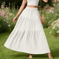 thumbnail image 5 of BRGZLK Flowy Skirts for Women Summer Casual Solid Color Lightweight Breathable Tulle Maxi Long Skirt with Pockets,High Waist Flowy Skirt White XXL, 5 of 6