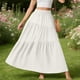 thumbnail image 5 of TaTaai Women's Summer Solid Color Casual Asymmetrical Long Skirt Elastic Waist Flowy Half Skirt with Pockets Gift, 5 of 6