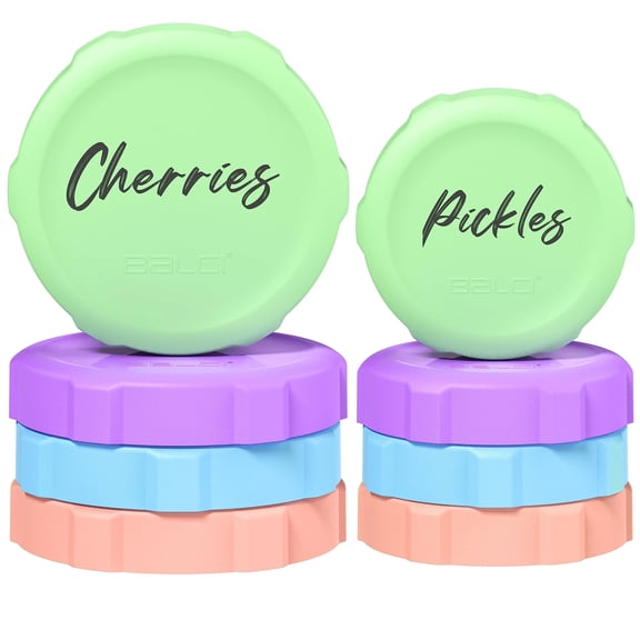 Mason Jar Lids 8 Pack, BPA Free Plastic Canning Lids for Ball Kerr Jars, Leakproof Wide Mouth & Regular Mouth Lids for Dry Storage, Crafts, Pantry Organization, Multicolor